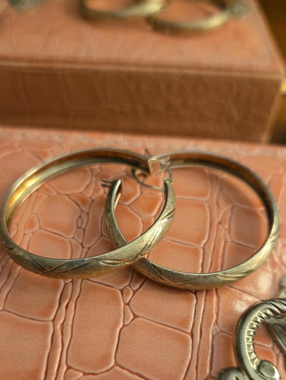 Sterling Silver Hoop Earrings - Textured Finish